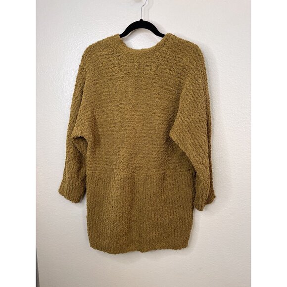 Bobeau Womens Open Front Textured Cardigan Green Brown M Cocoon Style Pockets - Picture 5 of 8